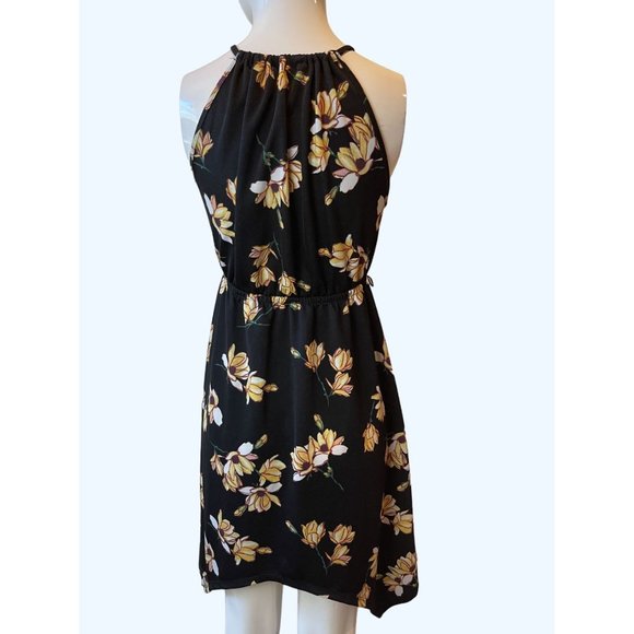 Almost Famous Women Halter Mini Dress Floral Fit & Flare Sleeveless Black Size S - Picture 2 of 7